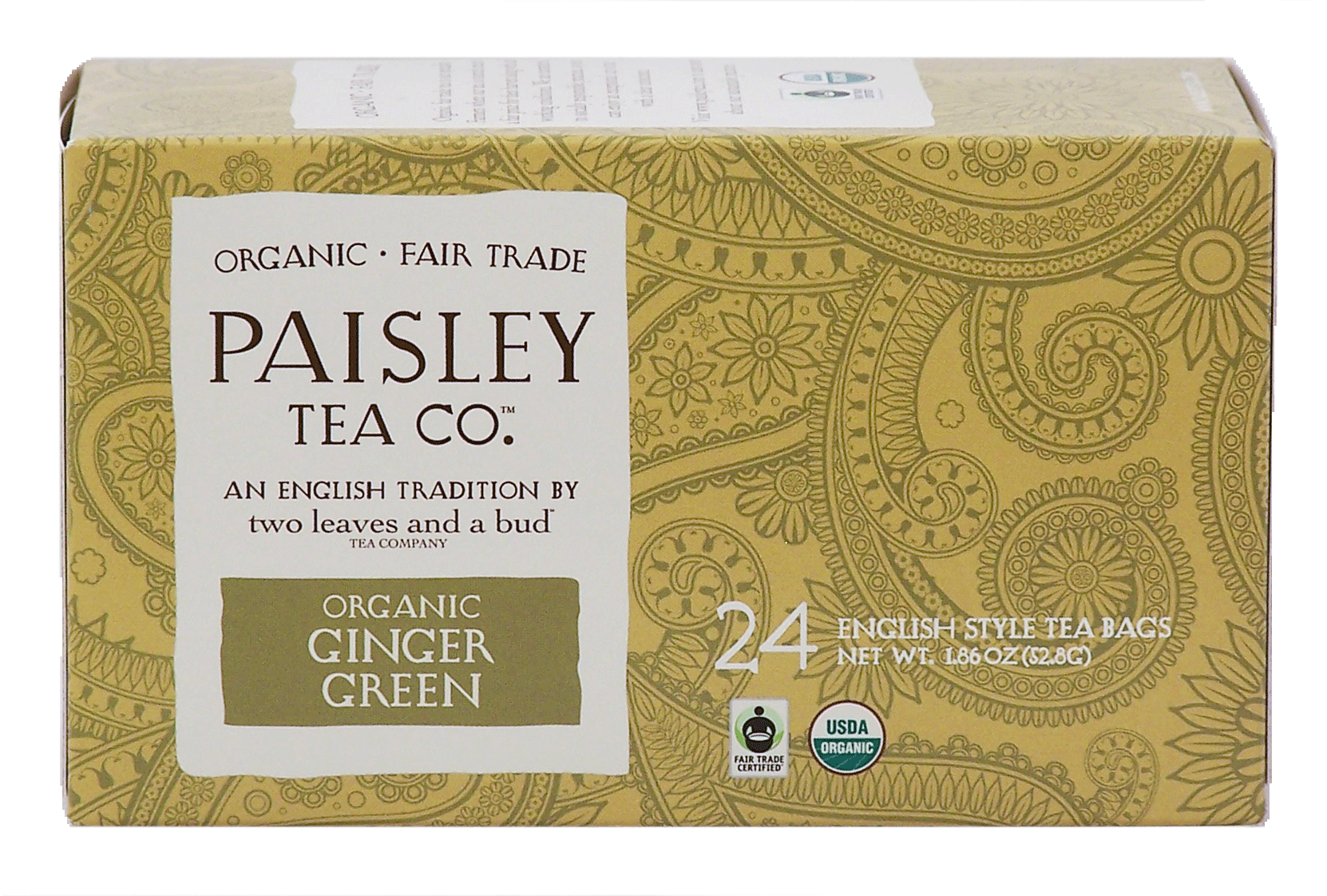 Paisley Tea Co.  organic ginger green tea, english style bags, 24-count Full-Size Picture